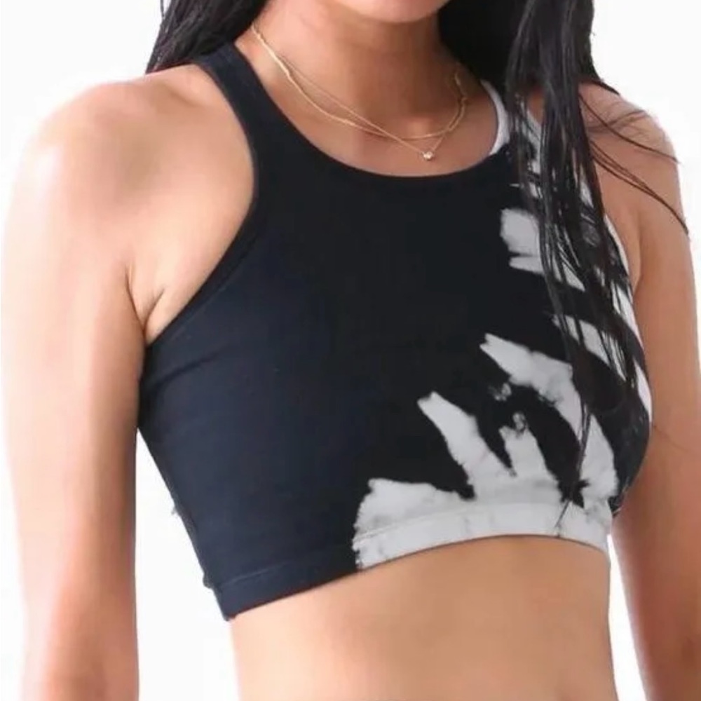 Electric & Rose Bella Crop Top Sports Bra Tie Dye Black And‎ Gray